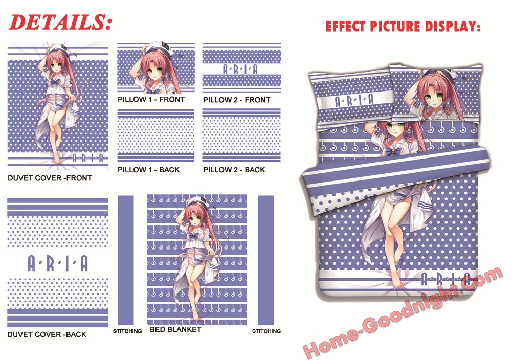 Aria Kanzaki - Aria the Scarlet Ammo Japanese Anime Bed Sheet Duvet Cover with Pillow Covers